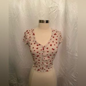 White Floral Crop Top